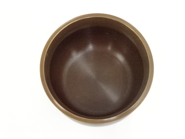 茶道具萩井一司作素銅青海盆丸盆共箱C5369